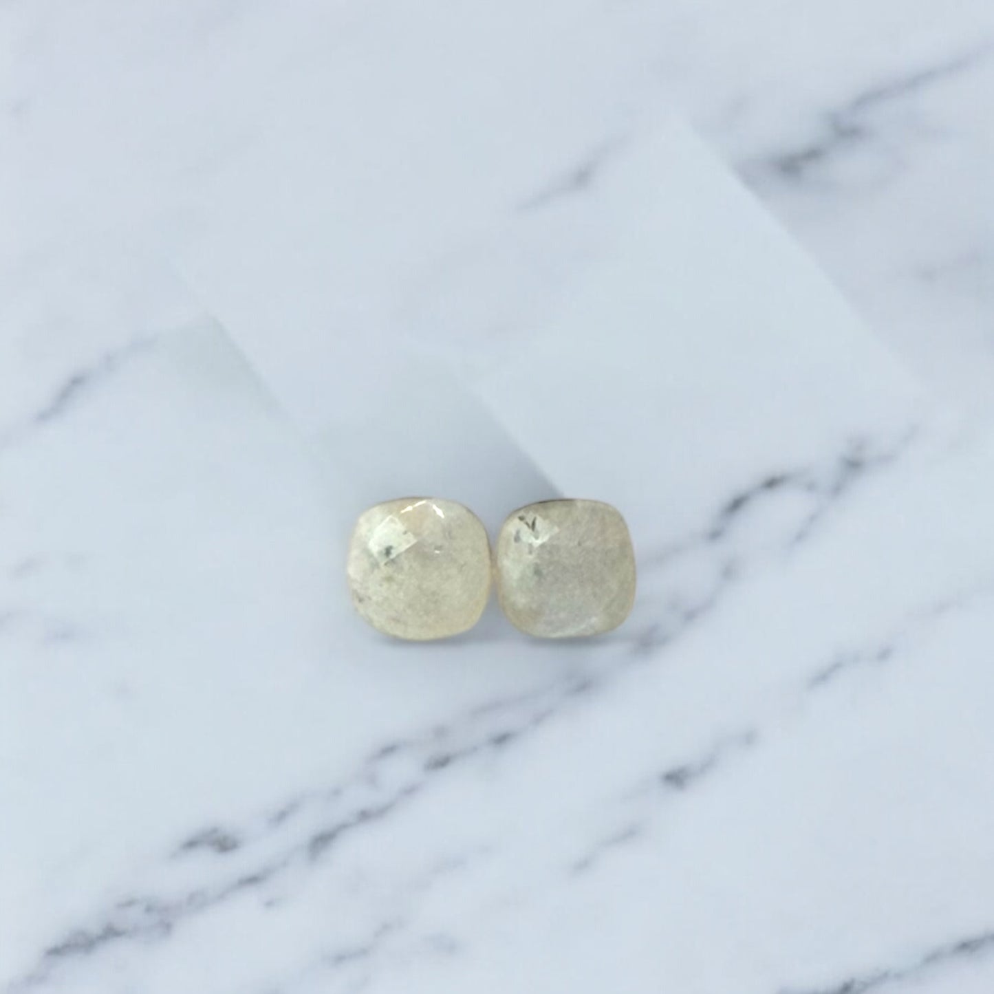 Faceted Moonstone Studs