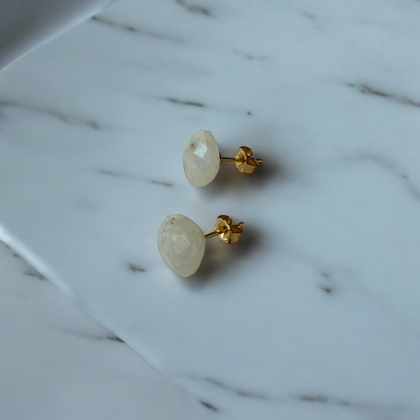 Faceted Moonstone Studs