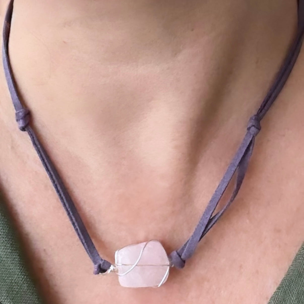 Rose Quartz Leather Necklace