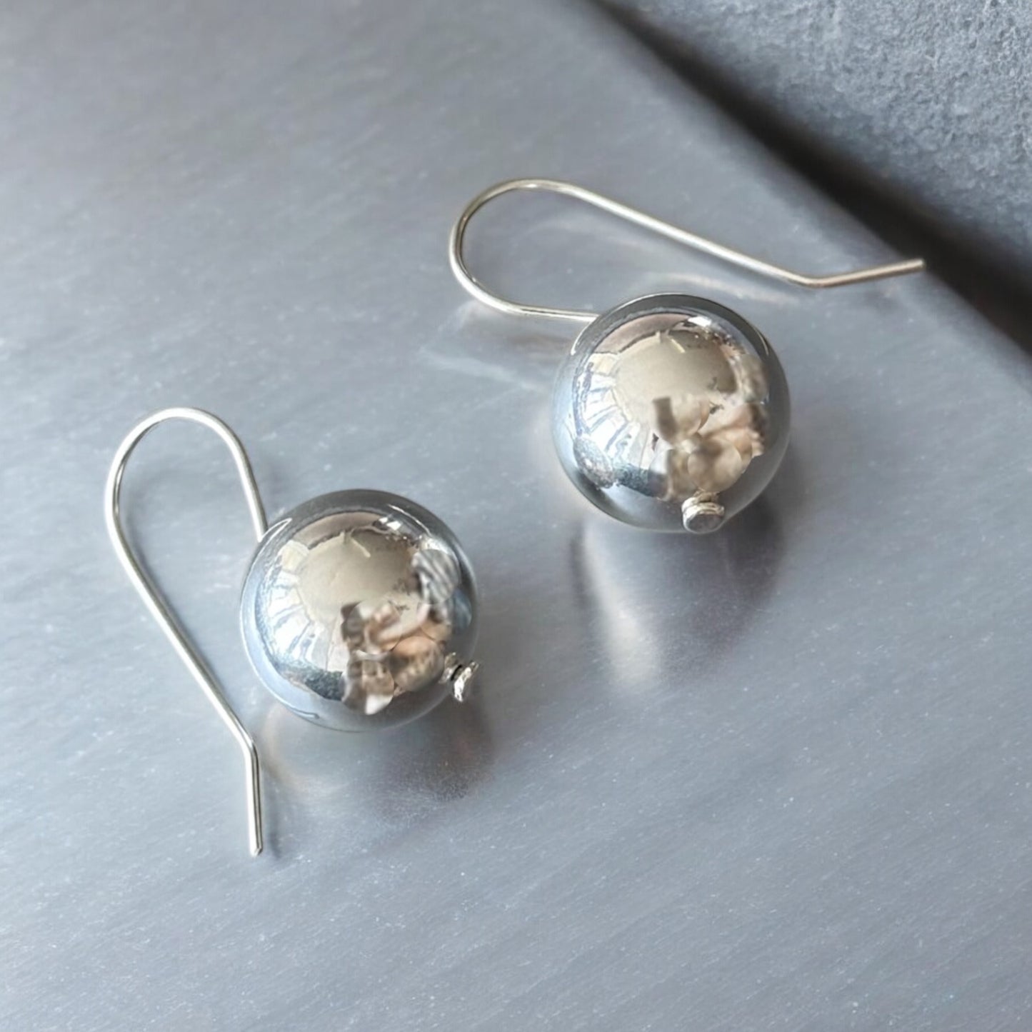 Silver Bead Hook Earrings