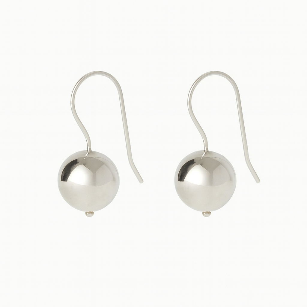 Silver Bead Hook Earrings