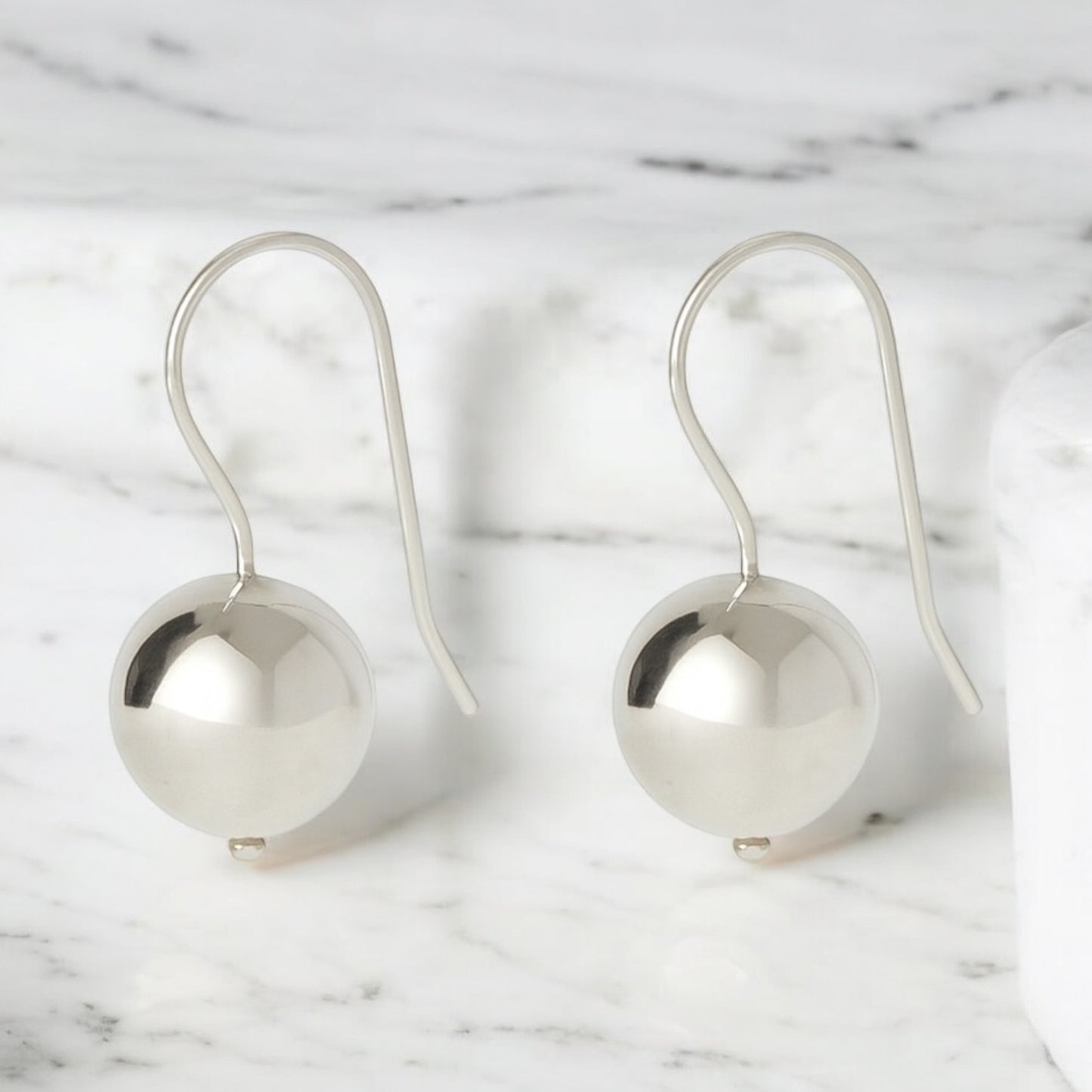Silver Bead Hook Earrings