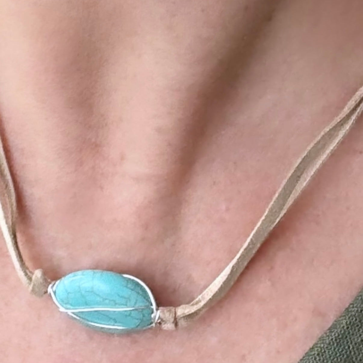 Turquoise Leather Necklace