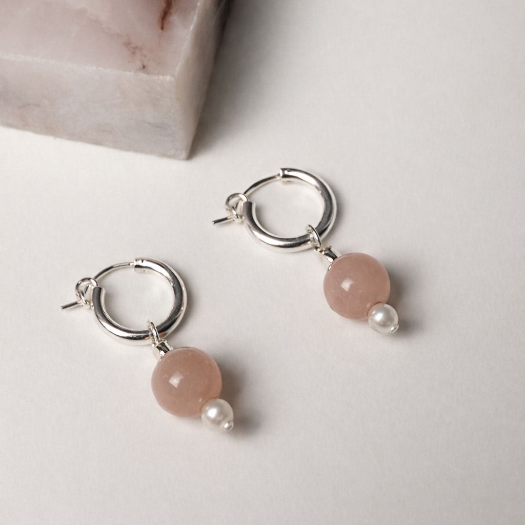 Blush Pearl Hoop Earrings