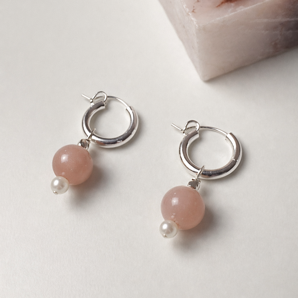 Blush Pearl Hoop Earrings