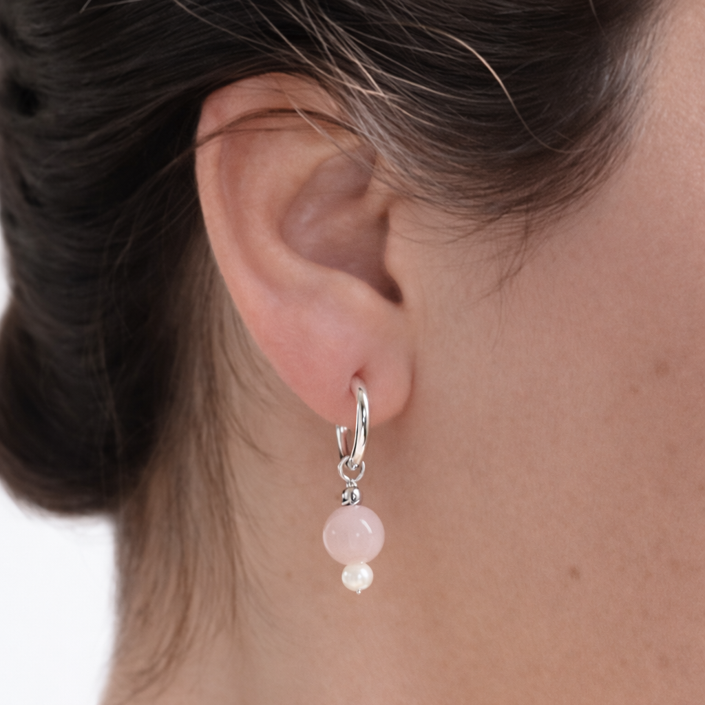 Blush Pearl Hoop Earrings