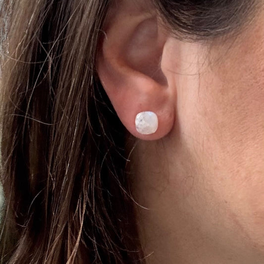 Faceted Moonstone Studs