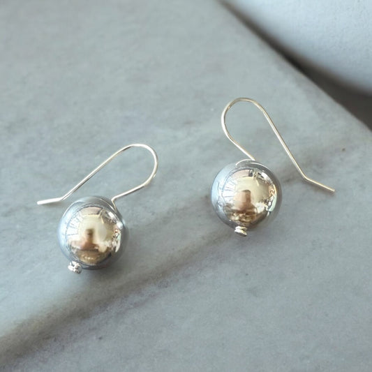 Silver Bead Hook Earrings