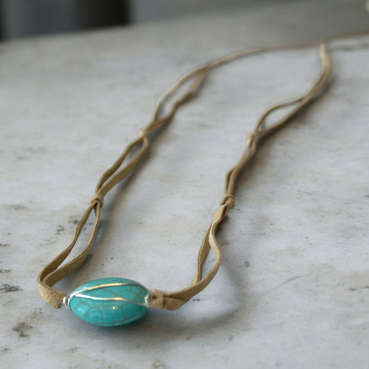 Turquoise Leather Necklace